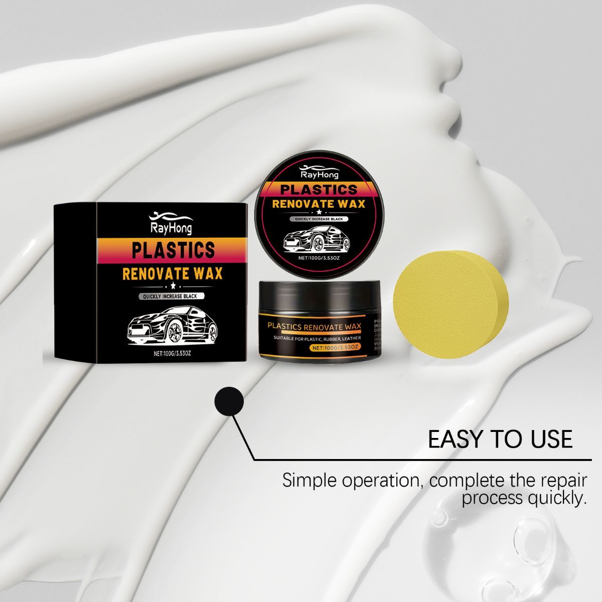 Car Plastic Renovate Wax Australian Car Care Plastic Restoration Wax Car Trim - White - Size 100g-2pcs - Image 7