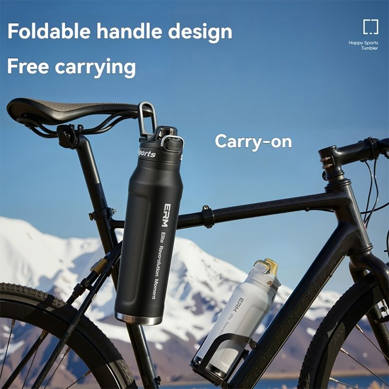 Black insulated water bottle, sports bottle 1000ml, 316 stainless steel bottle, one-click water bottle, gym water bottle Australia, BPA-free bottle, vacuum insulated, leak-proof water bottle - Image 4