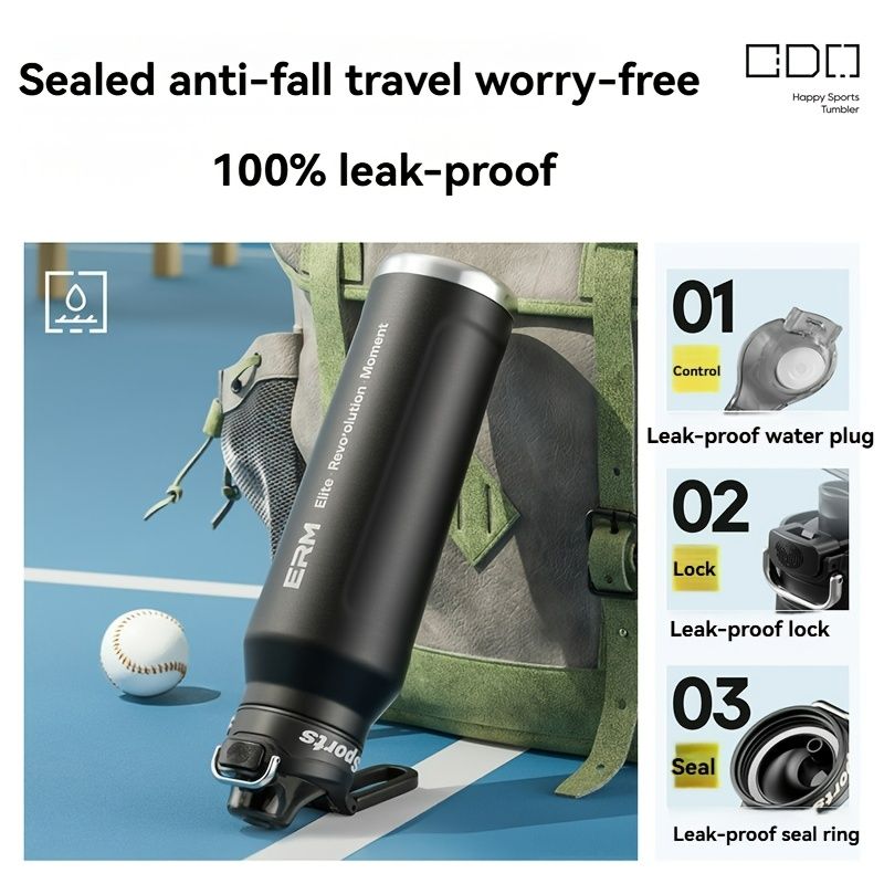 Black insulated water bottle, sports bottle 1000ml, 316 stainless steel bottle, one-click water bottle, gym water bottle Australia, BPA-free bottle, vacuum insulated, leak-proof water bottle - Image 6
