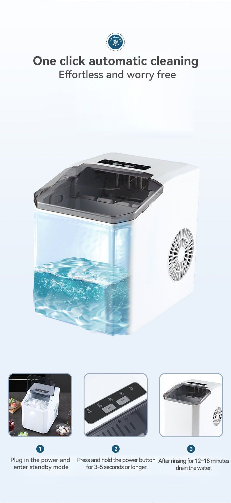 mini ice maker, household ice maker, portable ice maker, desktop ice maker, automatic ice maker, smart ice maker, bullet ice maker, dormitory ice maker, Australia, summer, small appliance, countertop ice machine - Silver - Size Australian Standard - Image 7