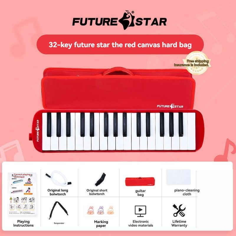 32-key melodica, student melodica, children melodica, beginner musical instrument, classroom instrument, melodica with blow-tube, melodica with mouthpiece, kids keyboard harmonica, school music supply, melodica for kids Australia - Black - Size 32 - Image 2