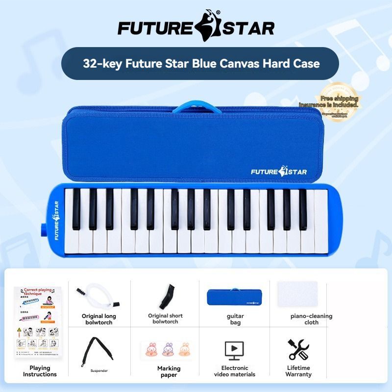 32-key melodica, student melodica, children melodica, beginner musical instrument, classroom instrument, melodica with blow-tube, melodica with mouthpiece, kids keyboard harmonica, school music supply, melodica for kids Australia - Black - Size 32 - Image 5