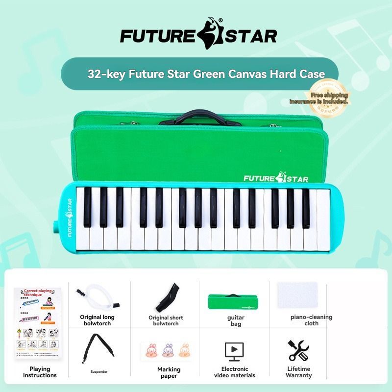 32-key melodica, student melodica, children melodica, beginner musical instrument, classroom instrument, melodica with blow-tube, melodica with mouthpiece, kids keyboard harmonica, school music supply, melodica for kids Australia - Blue - Size 32 - Image 6