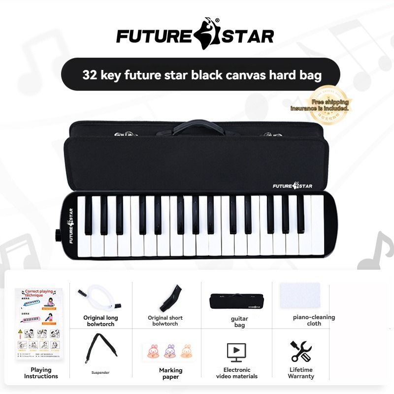 32-key melodica, student melodica, children melodica, beginner musical instrument, classroom instrument, melodica with blow-tube, melodica with mouthpiece, kids keyboard harmonica, school music supply, melodica for kids Australia - Red - Size 32 - Image 3