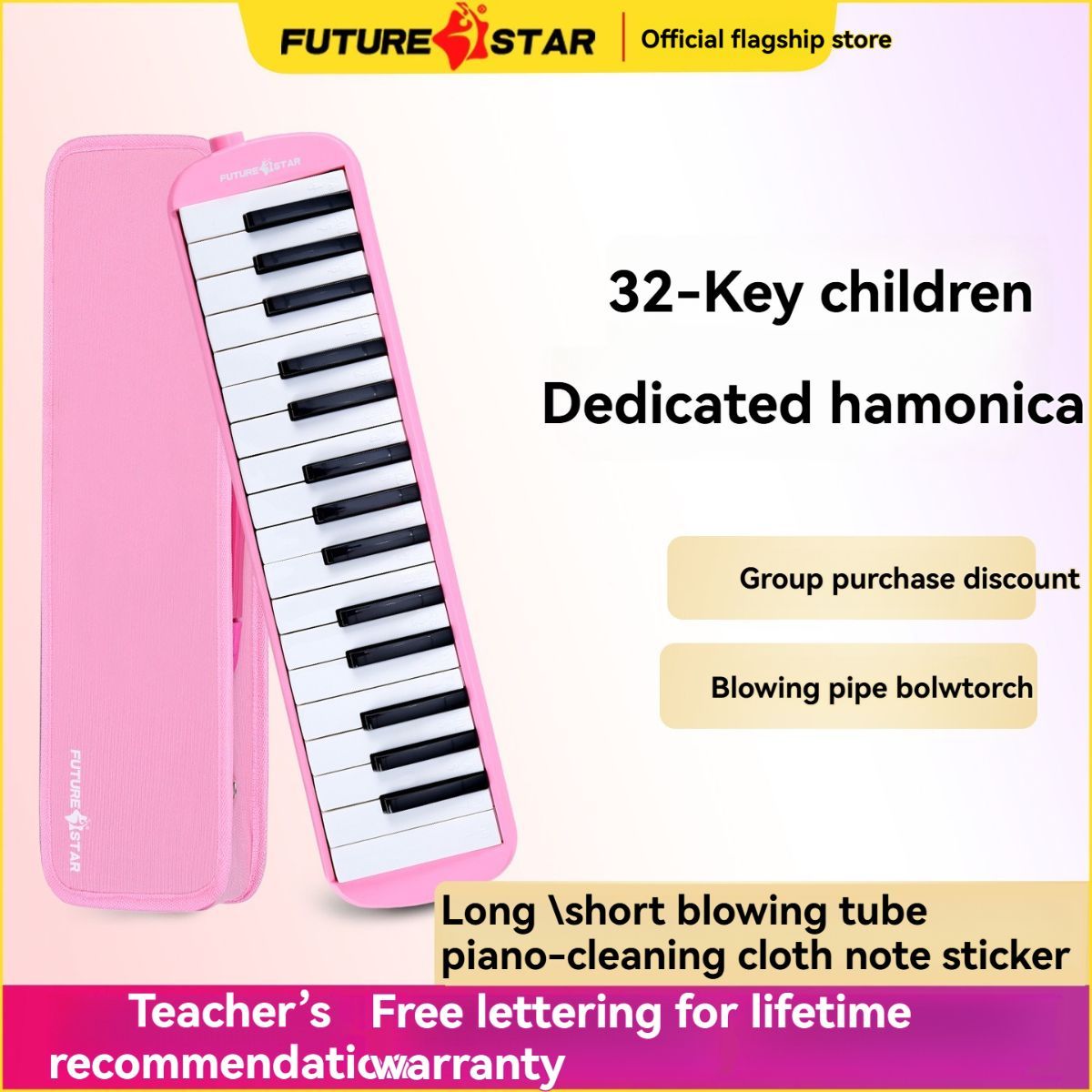 32-key melodica, student melodica, children melodica, beginner musical instrument, classroom instrument, melodica with blow-tube, melodica with mouthpiece, kids keyboard harmonica, school music supply, melodica for kids Australia - Red - Size 32 - Image 8