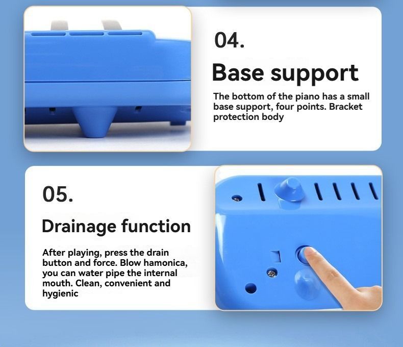 37-key mouth blown pipe, classroom musical instrument, blowing nozzle, base support, drainage function, Australian music education, classroom pipe with drainage, easy play wind instrument - Blue - Size 37 - Image 5