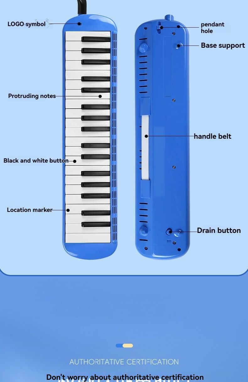 37-key mouth blown pipe, classroom musical instrument, blowing nozzle, base support, drainage function, Australian music education, classroom pipe with drainage, easy play wind instrument - Blue - Size 37 - Image 8