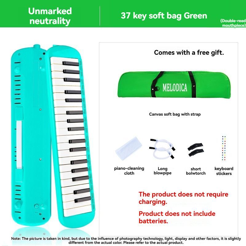 37-key mouth blown pipe, classroom musical instrument, blowing nozzle, base support, drainage function, Australian music education, classroom pipe with drainage, easy play wind instrument - Green - Size 37 - Image 1
