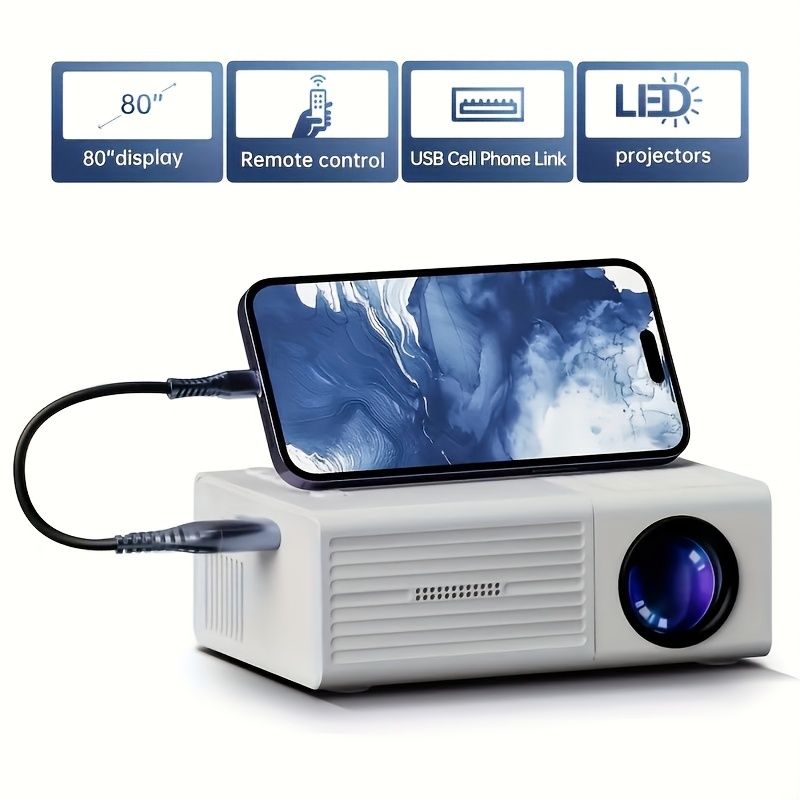 80-inch projector, LED projector, remote control projector, USB phone link projector, home entertainment projector - Image 6