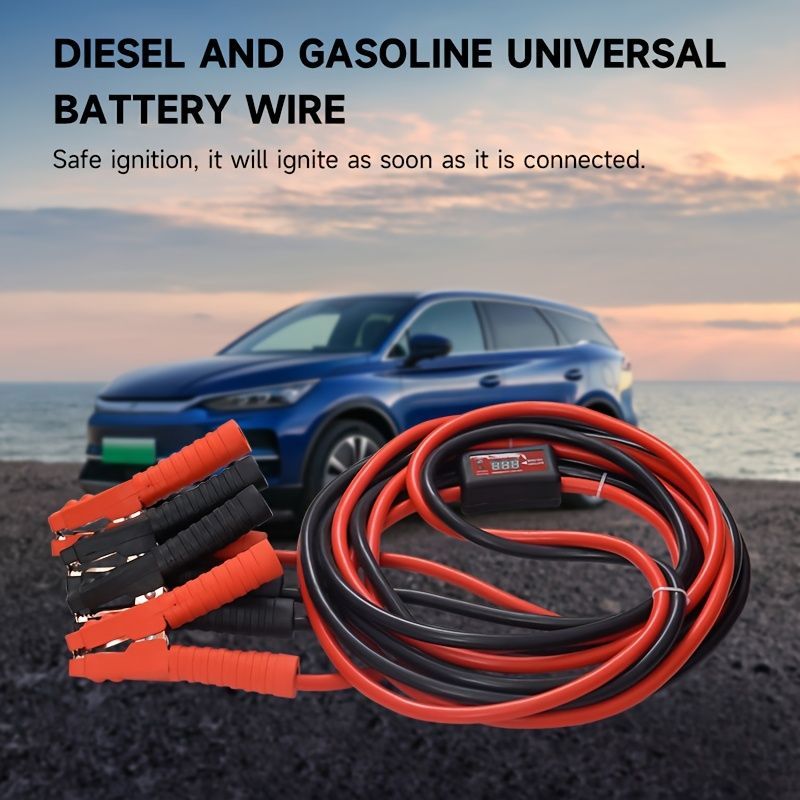 battery jumper cables, 3000A jumper cables, heavy duty jumper cables, car battery starter cables, vehicle jump start kit, surge protected jumper cables, digital voltage display cables, 4WD recovery tools, emergency road kit Australia - Red - Size 5m - Image 1