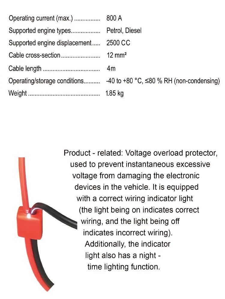 battery jumper cables, 3000A jumper cables, heavy duty jumper cables, car battery starter cables, vehicle jump start kit, surge protected jumper cables, digital voltage display cables, 4WD recovery tools, emergency road kit Australia - Red - Size 5m - Image 3