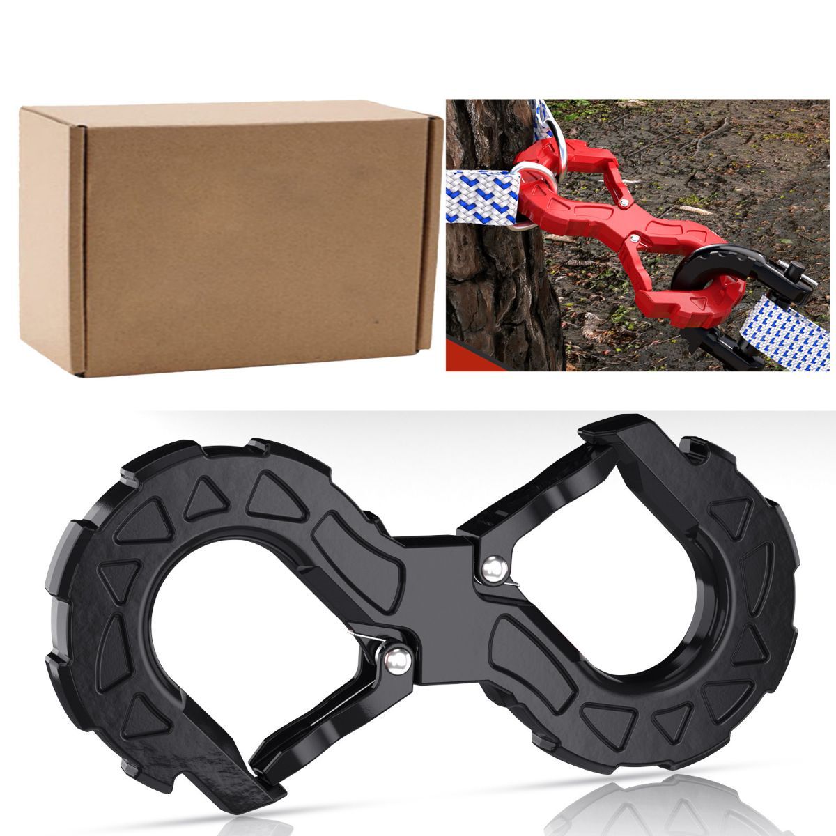red heavy-duty S-shaped trailer tow hook, G80 steel, 14968.55 kg load capacity, off-road rescue, truck towing, SUV tow hook, vehicle recovery, self-locking tongue - Black - Size S - Image 1