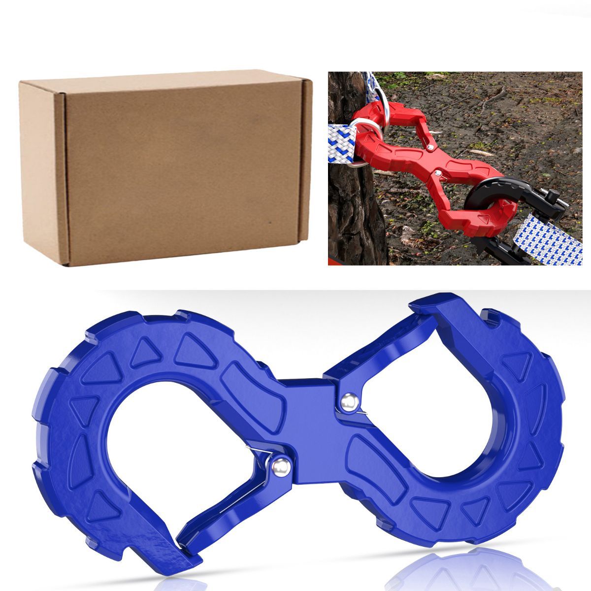 red heavy-duty S-shaped trailer tow hook, G80 steel, 14968.55 kg load capacity, off-road rescue, truck towing, SUV tow hook, vehicle recovery, self-locking tongue - Blue - Size S - Image 1