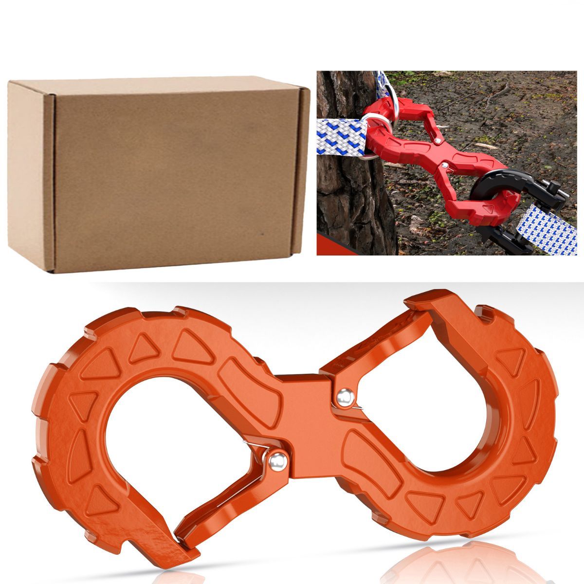 red heavy-duty S-shaped trailer tow hook, G80 steel, 14968.55 kg load capacity, off-road rescue, truck towing, SUV tow hook, vehicle recovery, self-locking tongue - Orange - Size S - Image 1