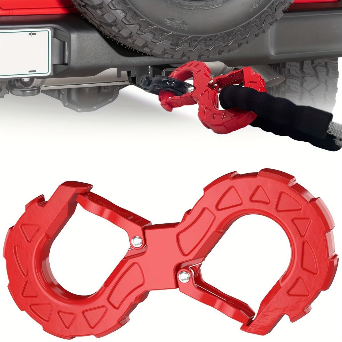 red heavy-duty S-shaped trailer tow hook, G80 steel, 14968.55 kg load capacity, off-road rescue, truck towing, SUV tow hook, vehicle recovery, self-locking tongue - Orange - Size S - Image 4