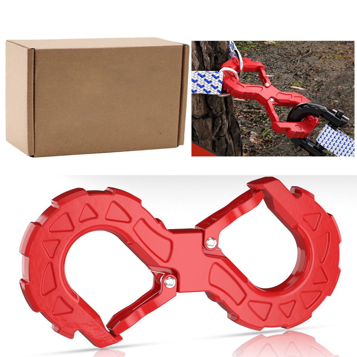 red heavy-duty S-shaped trailer tow hook, G80 steel, 14968.55 kg load capacity, off-road rescue, truck towing, SUV tow hook, vehicle recovery, self-locking tongue - Red - Size S - Image 1