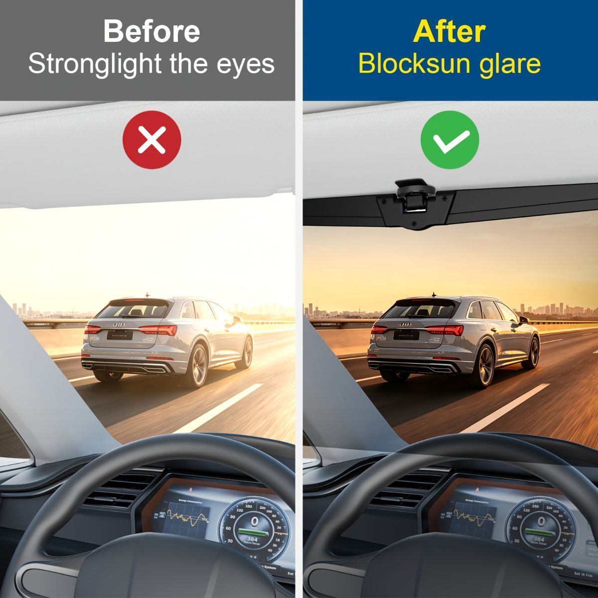adjustable car sun visor extender, polarized sun visor, anti-glare car accessory, clip-on sun visor, universal car sun visor, Australia driving safety, car glare reducer, vehicle sun protection - Black - Size High-definition - Image 2