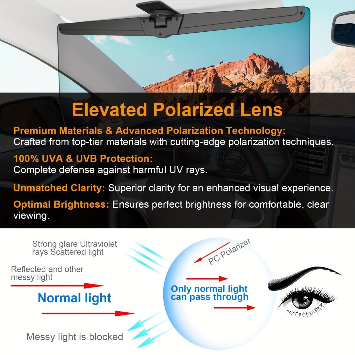 adjustable car sun visor extender, polarized sun visor, anti-glare car accessory, clip-on sun visor, universal car sun visor, Australia driving safety, car glare reducer, vehicle sun protection - Black - Size High-definition - Image 4