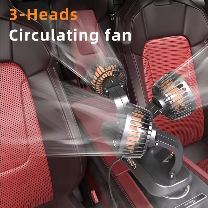 3-Head Car Circulating Fan with Multi-Directional Airflow - Image 1