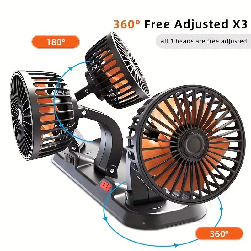 3-Head Car Circulating Fan with Multi-Directional Airflow - Image 4