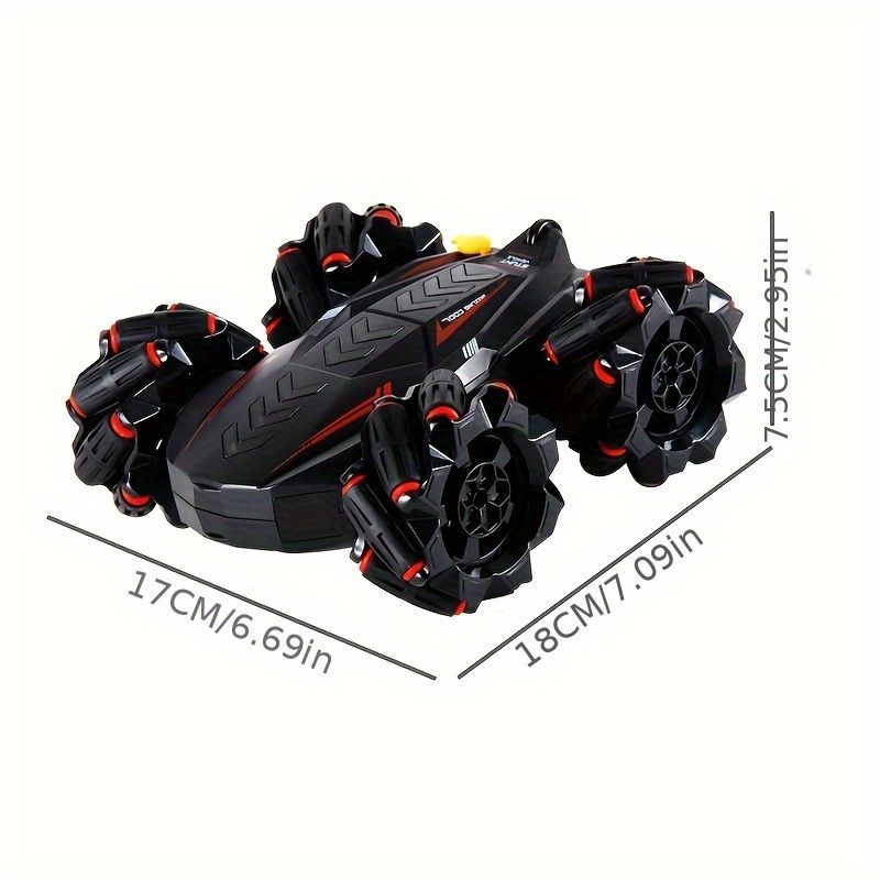 2.4G remote control car, electric stunt car, drifting car, spray function, kids toy car, double-sided stunt car, watch remote control, outdoor RC toy, rechargeable toy car - Red - Size Dual-control - Image 8