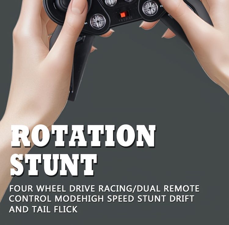 2.4G remote control car, electric stunt car, drifting car, spray function, kids toy car, double-sided stunt car, watch remote control, outdoor RC toy, rechargeable toy car - black and blue - Size Dual-control - Image 7
