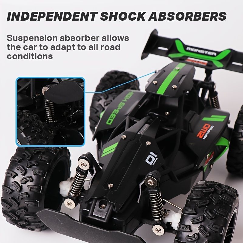 2.4G remote control car, high-speed off-road car, remote control toy for kids, four-wheel drive car, RC car with lights, outdoor toy Australia, gift for kids - Black - Size Dual-batteries - Image 5