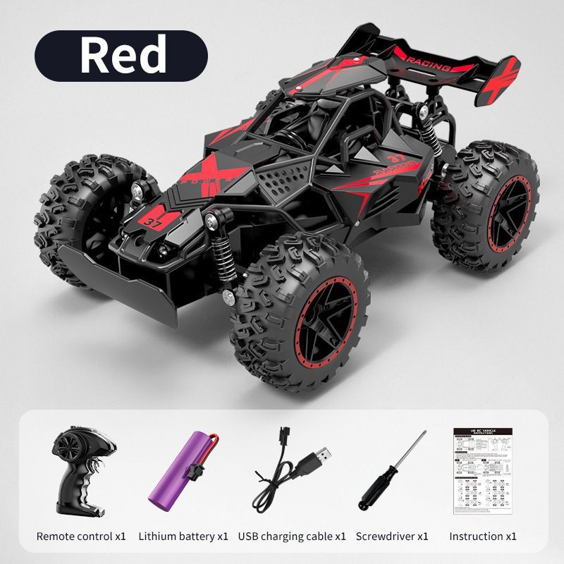 2.4G remote control car, high-speed off-road car, remote control toy for kids, four-wheel drive car, RC car with lights, outdoor toy Australia, gift for kids - Red - Size Three-electric systems - Image 1