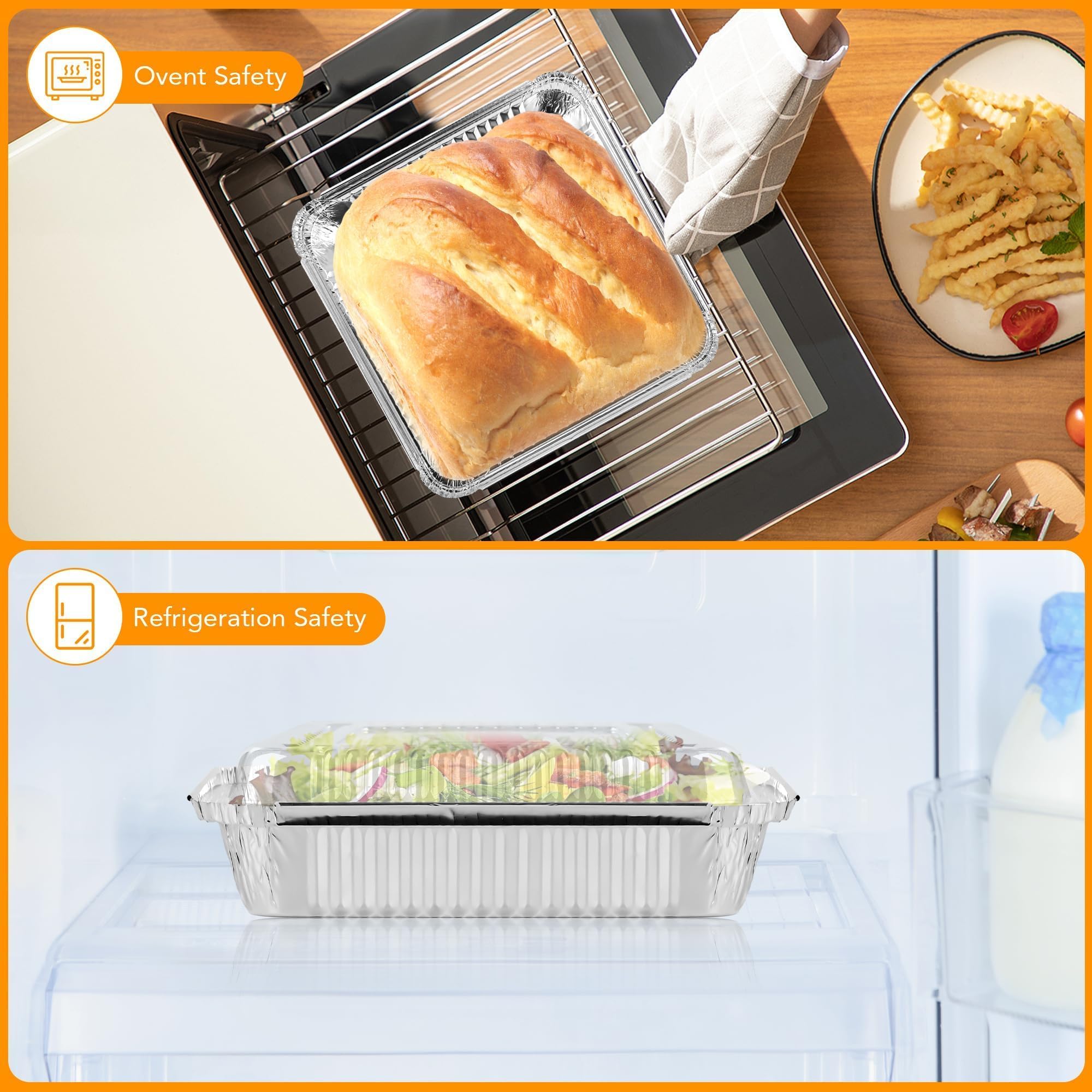 40 Pack 8x8 Inch (Approx. 20.3 x 20.3 cm) Aluminum Pans with Clear Plastic Lids - Square Baking Cake Pans - Foil Pans with Lids - Disposable Food Containers Ideal for Cooking, Heating, Storing, and Food Preparation - Image 4