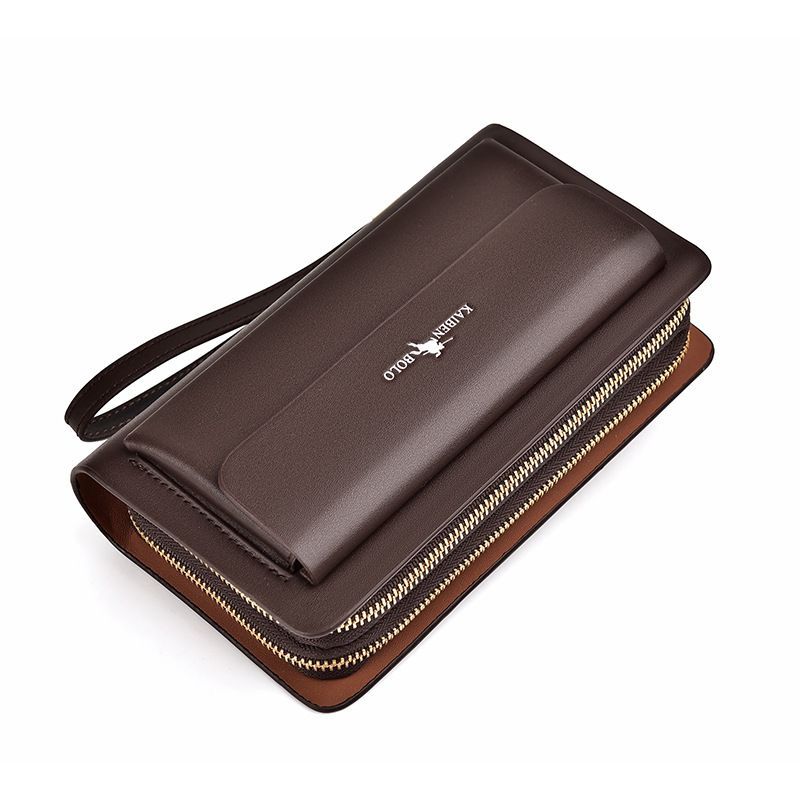 men's handheld wallet, multi-compartment wallet, card holder wallet, large capacity wallet, Australian men's accessories - Dark Brown - Size M - Image 1