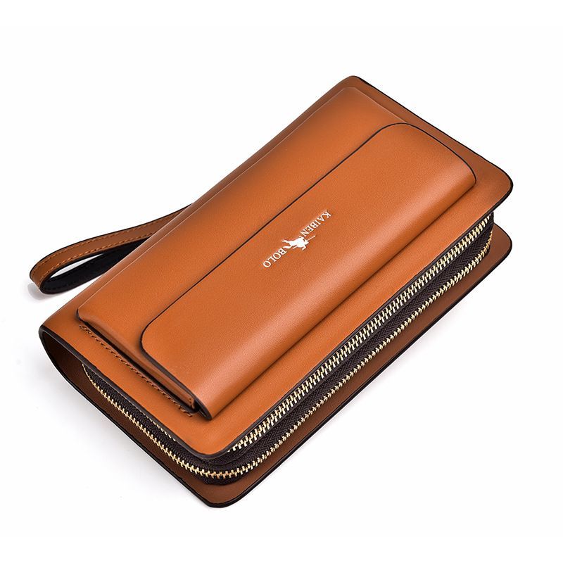 men's handheld wallet, multi-compartment wallet, card holder wallet, large capacity wallet, Australian men's accessories - Light Brown - Size M - Image 1