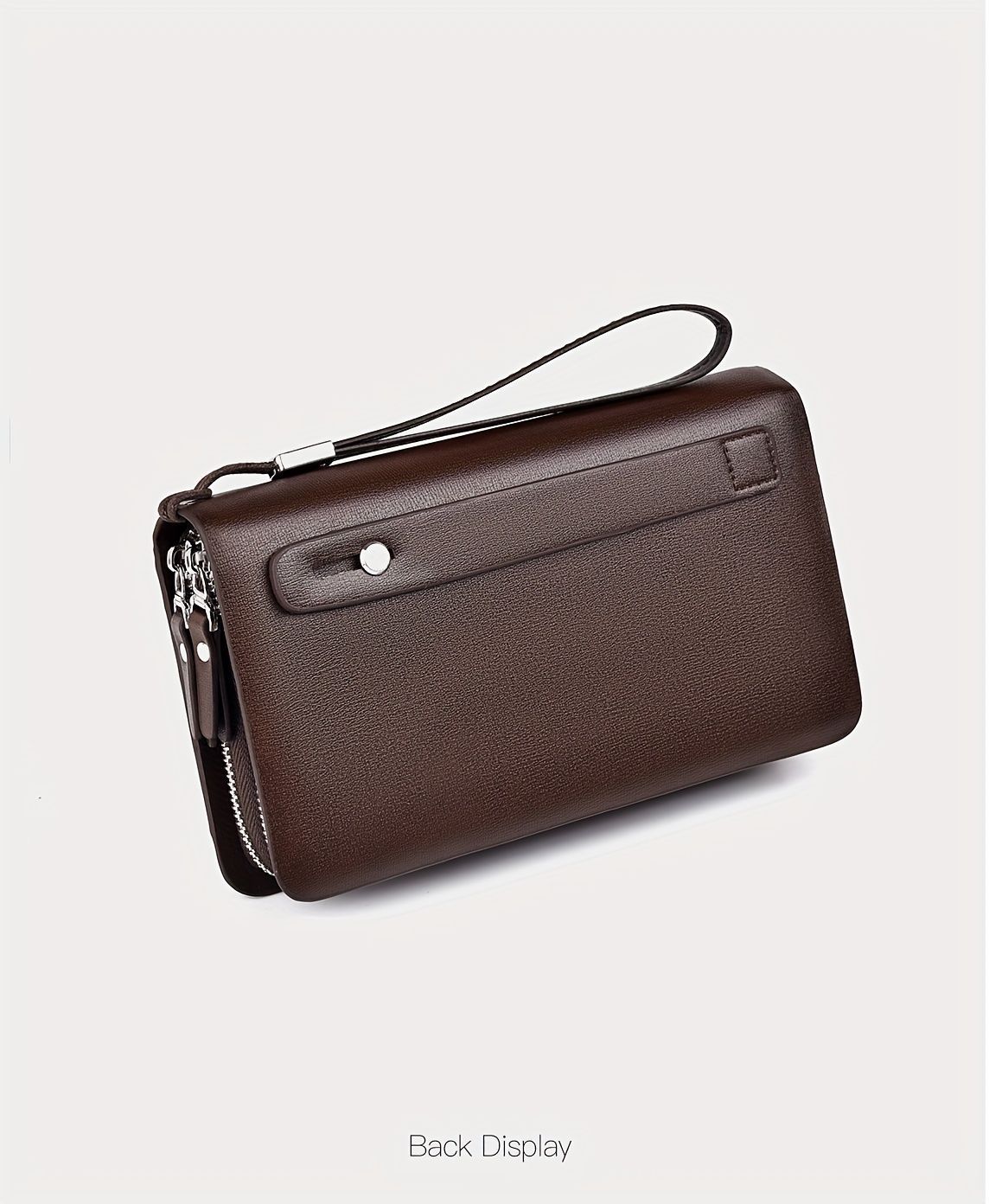 men's business clutch bag, large capacity handbag, double zipper wallet, multi card slots purse, PU leather men's accessory, waterproof men's bag, Australian professional clutch, executive clutch bag - Black - Size M - Image 5