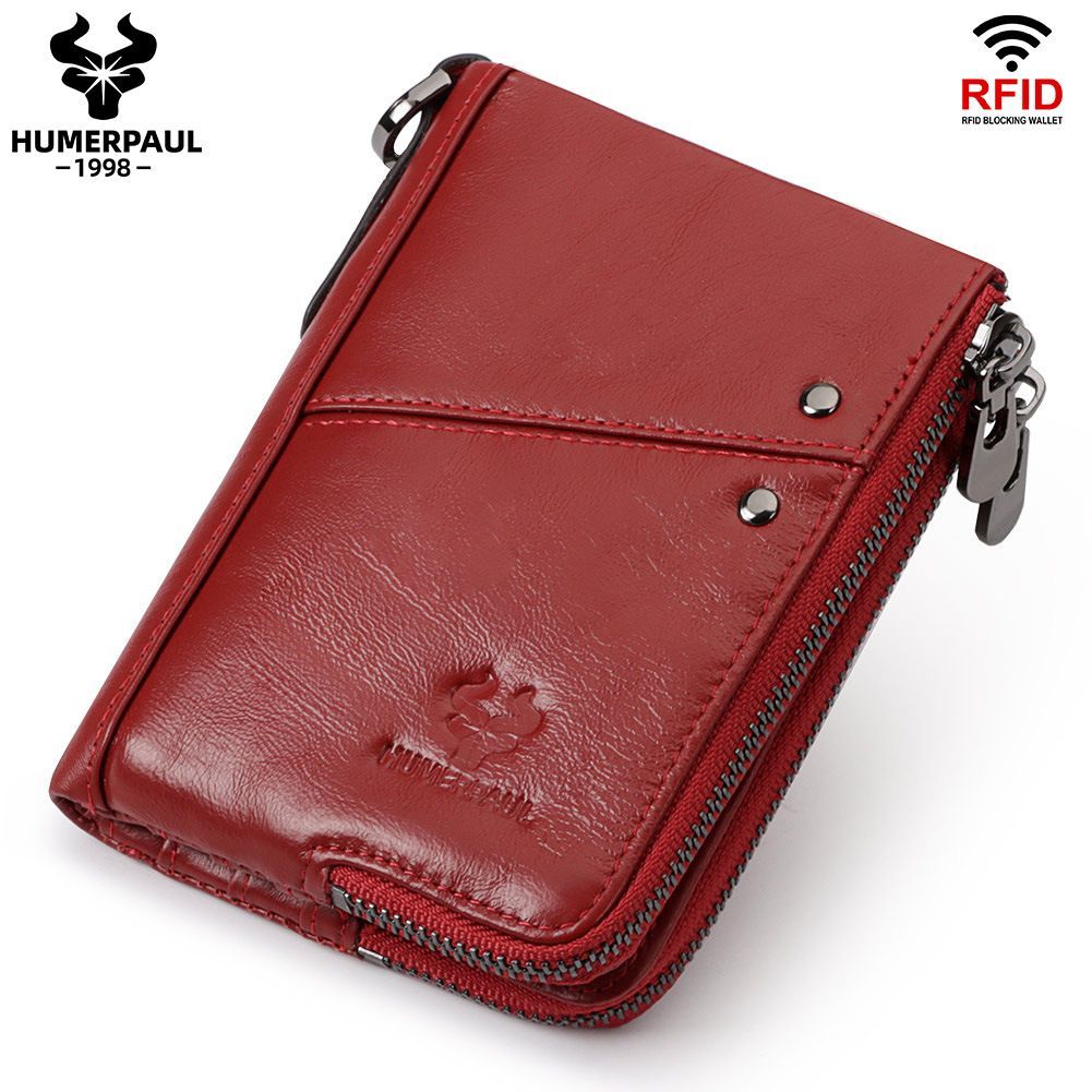 men's genuine leather wallet, RFID blocking wallet, double zipper coin purse, multiple card slots wallet, men's accessory, Australian wallet, leather coin purse, secure wallet men - Mocha - Size M - Image 8
