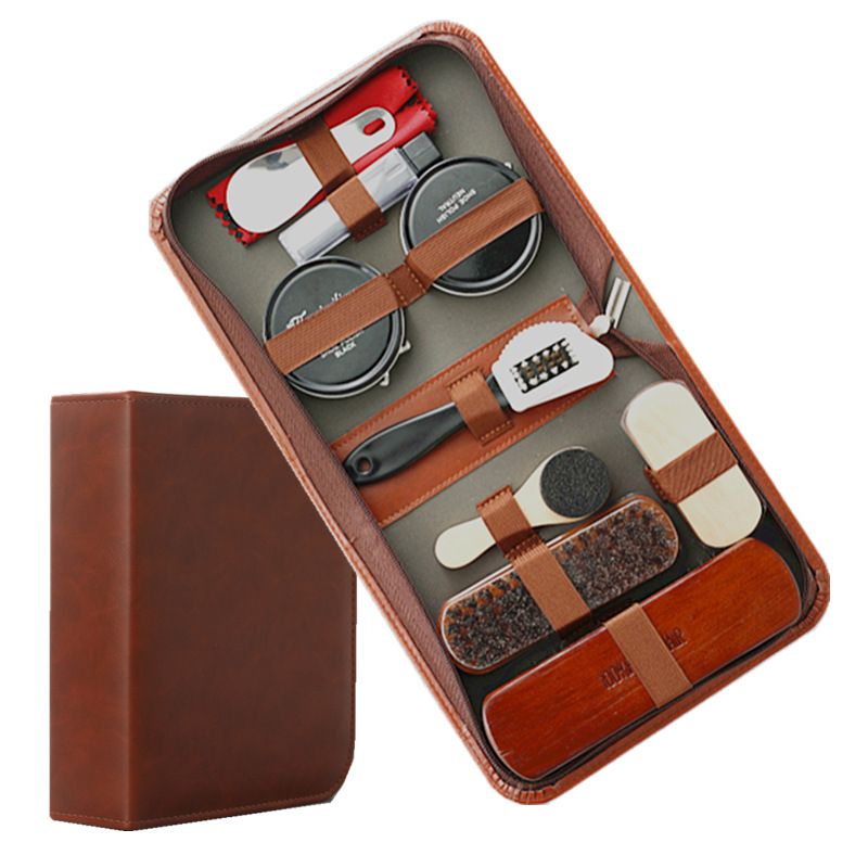 Gold Men's shoe care kit, leather shoe care, men's accessories, shoe care tools, leather case, Australian shoe care, leather polish kit - Image 1