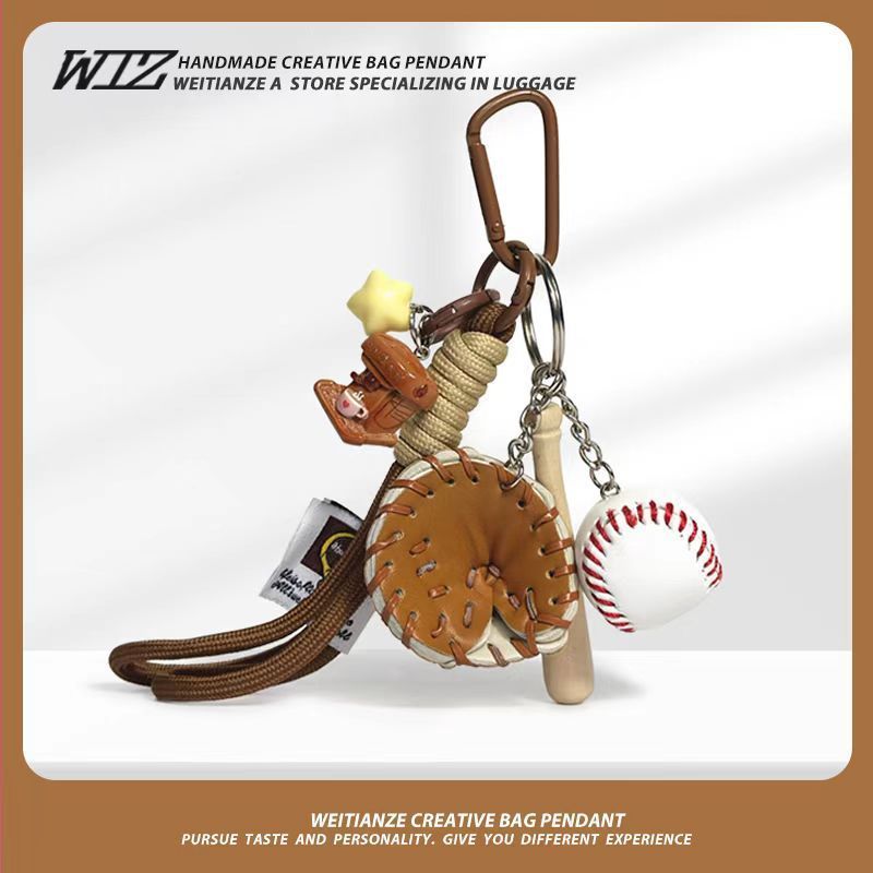 Miu-Style Baseball-Themed Couple Bag & Key Chain - baseball - Size 1 - Image 2