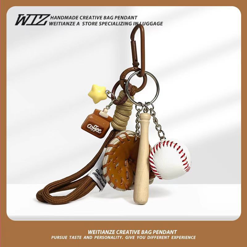 Miu-Style Baseball-Themed Couple Bag & Key Chain - baseball - Size 5 - Image 1