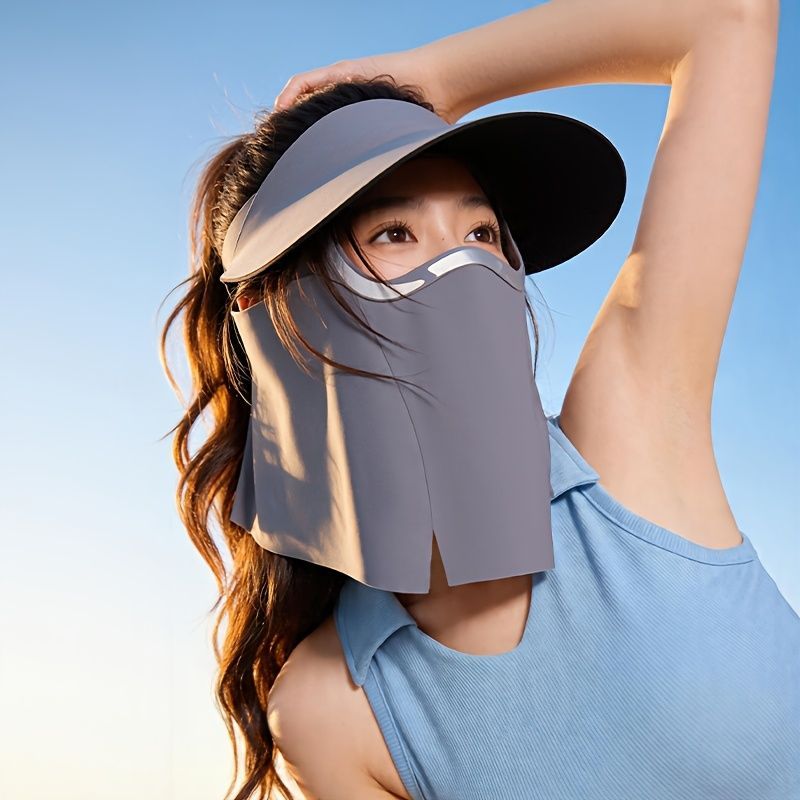 sun protection hat, detachable face mask hat, outdoor sports hat, lightweight sun hat, breathable hat, neck covering hat, foldable hat, unisex summer hat - Pink - Size L - Image 8