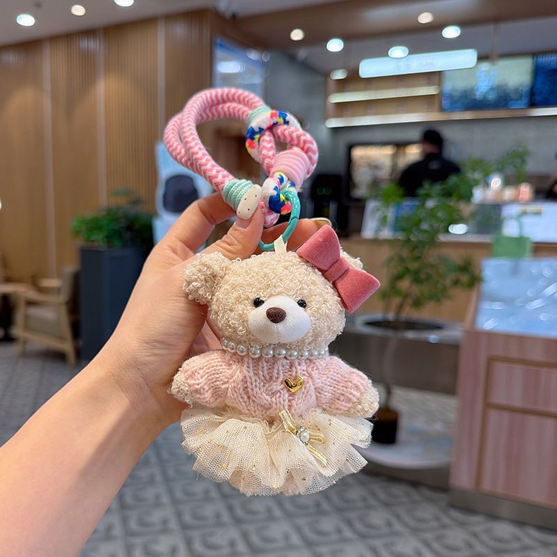 teddy bear keychain, cute accessories, fashion keychain, bow keychain, skirted teddy keychain, gift idea, Australian accessories - Mocha - Size 1 - Image 3