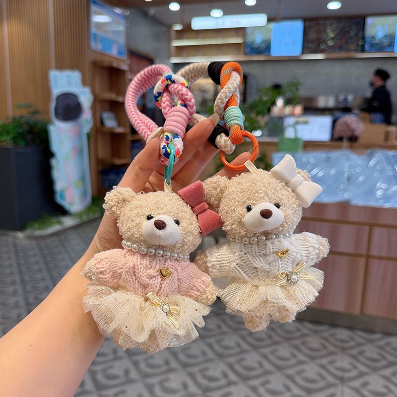 teddy bear keychain, cute accessories, fashion keychain, bow keychain, skirted teddy keychain, gift idea, Australian accessories - Mocha - Size 1 - Image 4