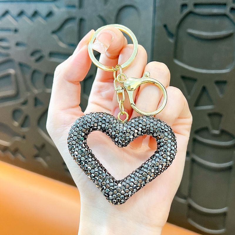 red heart keychain, hollowed-out clay keychain, full diamond keychain, car key accessory, women's fashion accessory, Australian fashion, gift for her, sparkly keychain, clay keyring - Pink - Size Simple buckle - Image 4