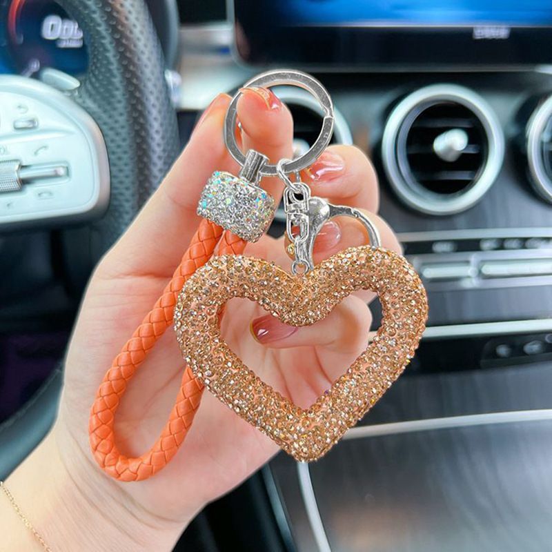 red heart keychain, hollowed-out clay keychain, full diamond keychain, car key accessory, women's fashion accessory, Australian fashion, gift for her, sparkly keychain, clay keyring - White - Size Simple buckle - Image 7