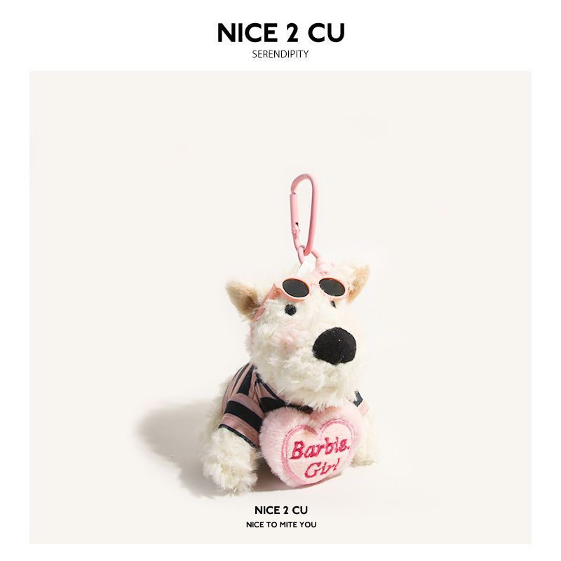 West Highland White Terrier keychain, ice-cream bag charm, plush puppy accessory, cute dog keychain, Australian gift, scribbled puppy plush - Pink and black - Size 1 - Image 5