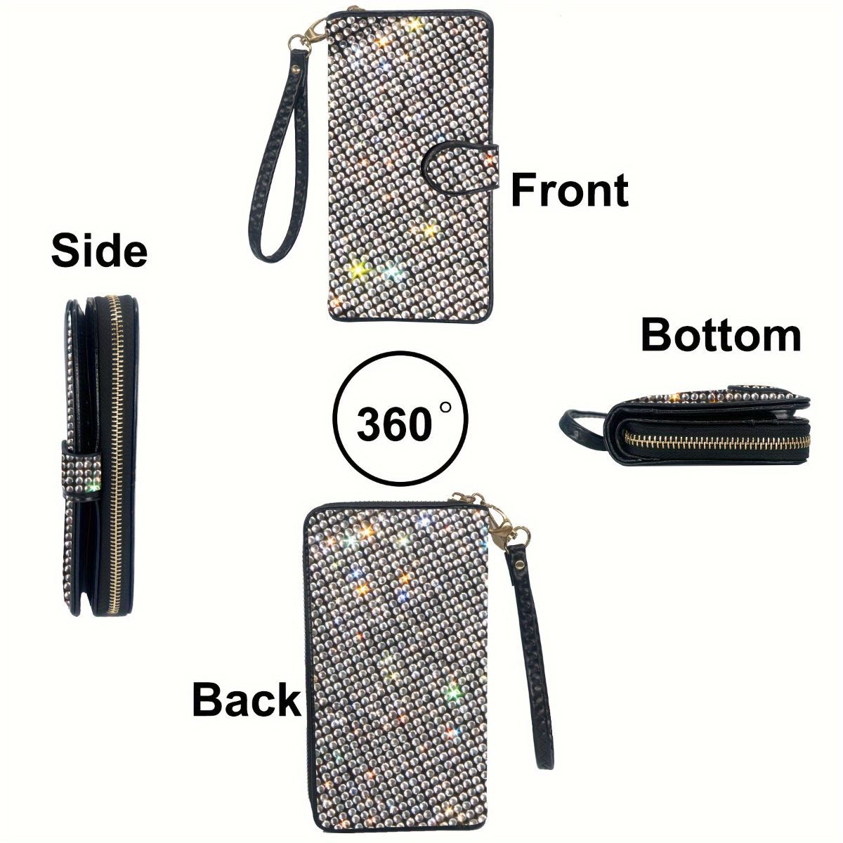 rhinestone card holder, checkbook clutch, rhinestone clutch, multiple card slots, sparkling accessory, glamorous wallet, crystal card case, protective cover, women's clutch, jewellery clutch - Multi - Size L - Image 3
