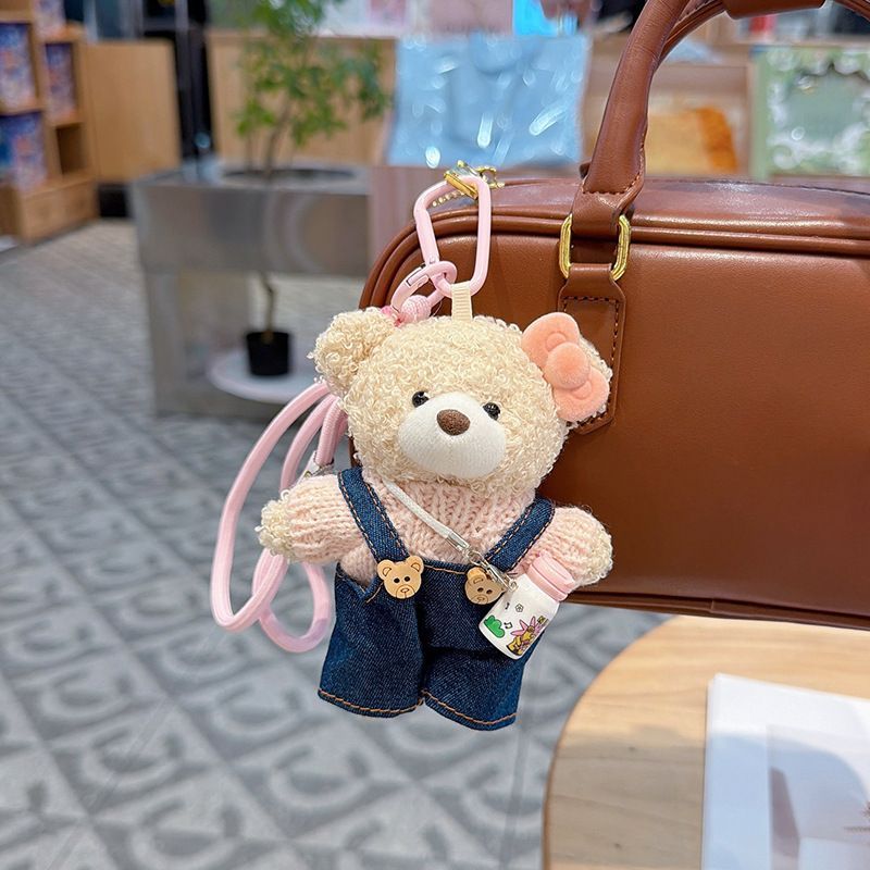 cute teddy bear keychain, teddy bear with suspenders, knitted sweater teddy bear, bag charm, quirky accessory, gift for teddy bear lovers - Blue - Size 1 - Image 5