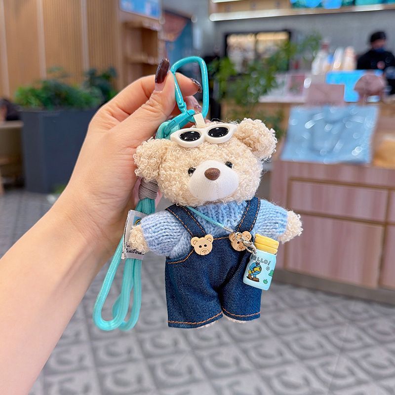 cute teddy bear keychain, teddy bear with suspenders, knitted sweater teddy bear, bag charm, quirky accessory, gift for teddy bear lovers - Blue - Size 1 - Image 6