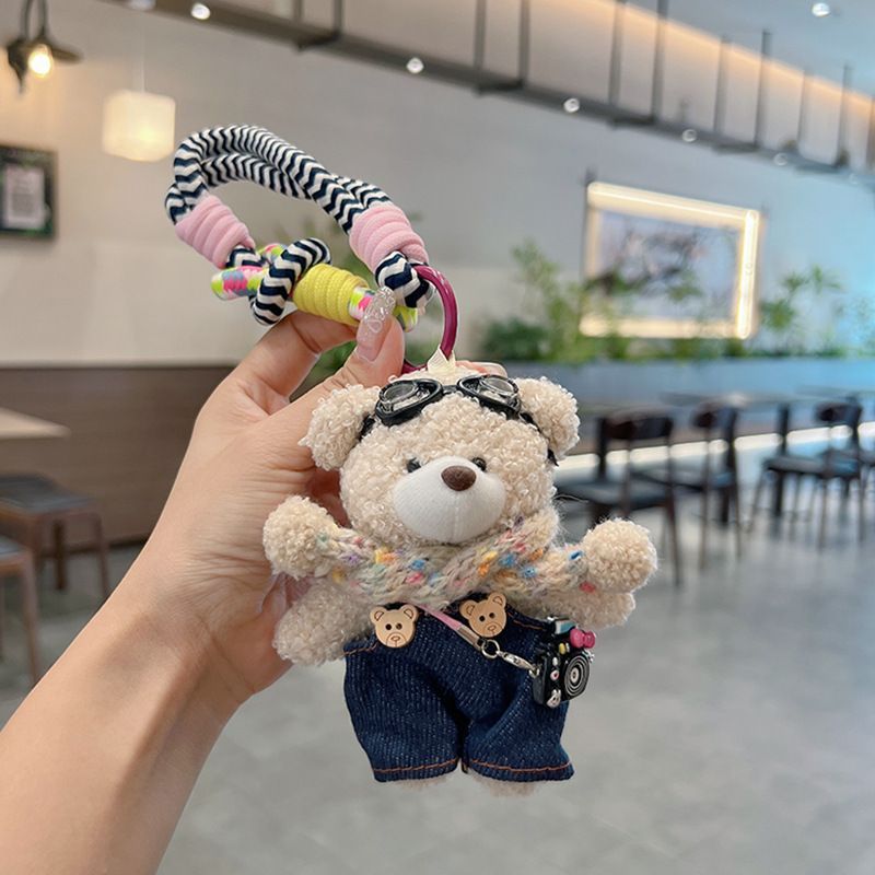 cute plush teddy bear keychain, scarf, overalls, Korean-style keychain, plush keychain, teddy bear accessory, small plushie, bag charm, gift for teen, Australian fashion accessoryv - Pink - Size 1 - Image 6