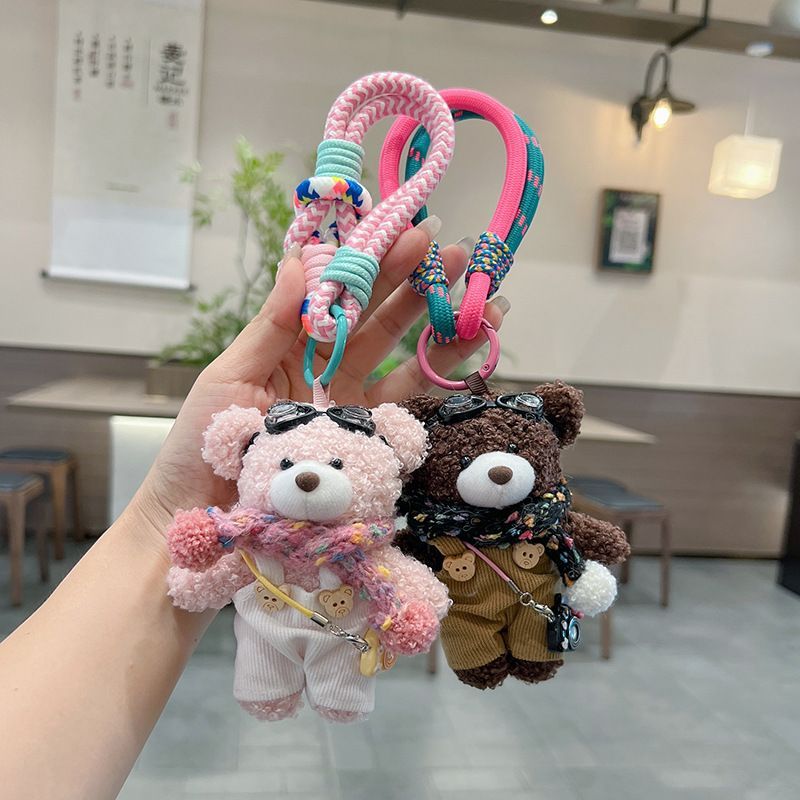 cute plush teddy bear keychain, scarf, overalls, Korean-style keychain, plush keychain, teddy bear accessory, small plushie, bag charm, gift for teen, Australian fashion accessoryv - Pink - Size 1 - Image 7