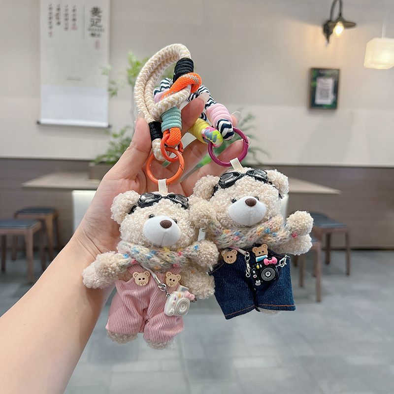 cute plush teddy bear keychain, scarf, overalls, Korean-style keychain, plush keychain, teddy bear accessory, small plushie, bag charm, gift for teen, Australian fashion accessoryv - White - Size 1 - Image 5