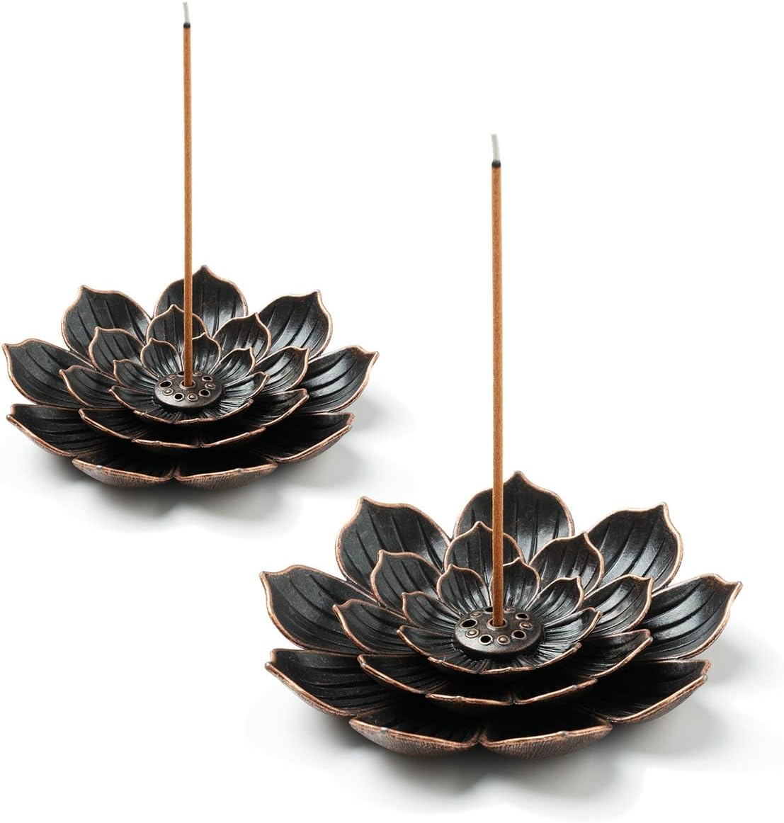 2 Pack Incense Burner, Incense Holder for Sticks, Brass Lotus Incense Stick Holder - Image 1