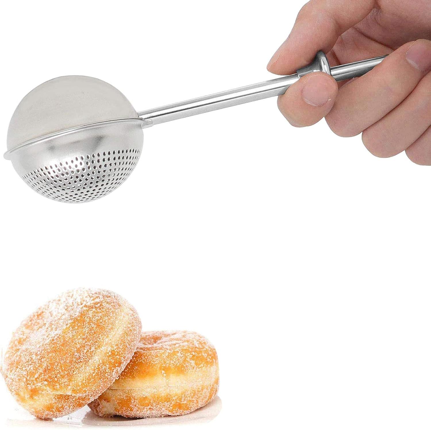 Flour Duster, One-Hand Operation, 304 Stainless Steel Powder Sugar Bowl Dusting Duster, Dusting Flour Sieve - Image 1
